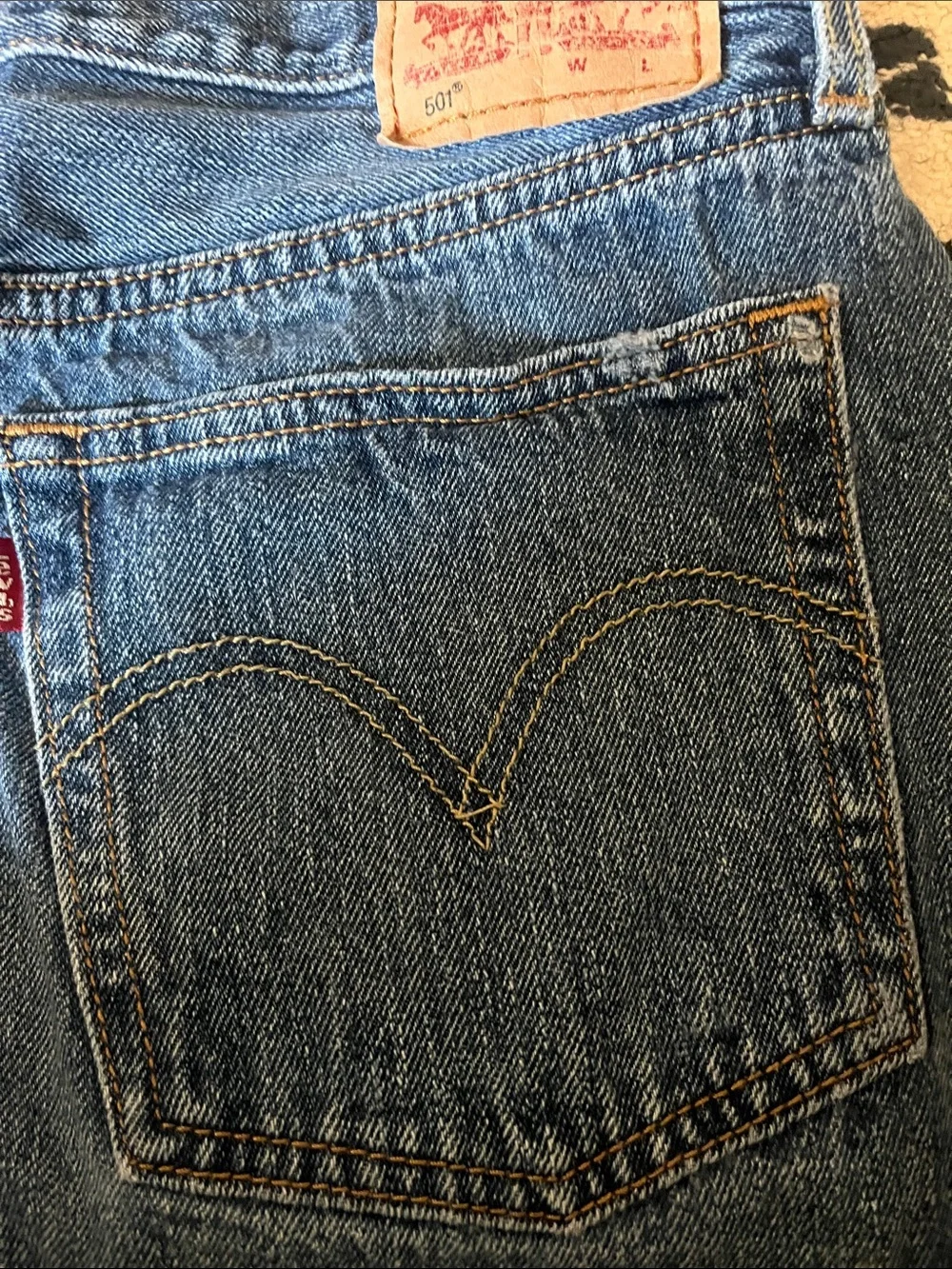 Levi's Blue Distressed Denim Jean Shorts